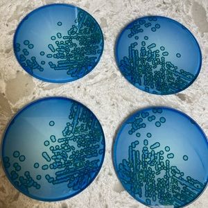 4 Blue Glass “molecular” coaster